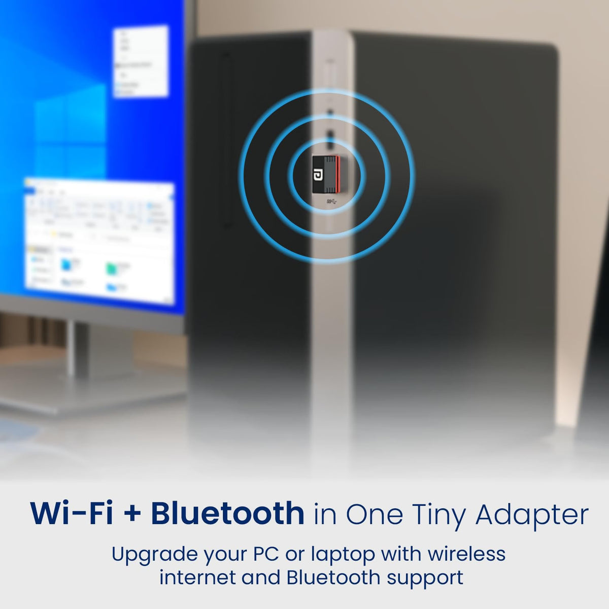 Portronics BlueFi Nano USB Wi-Fi & Bluetooth Adapter, Dual-Band 2.4GHz