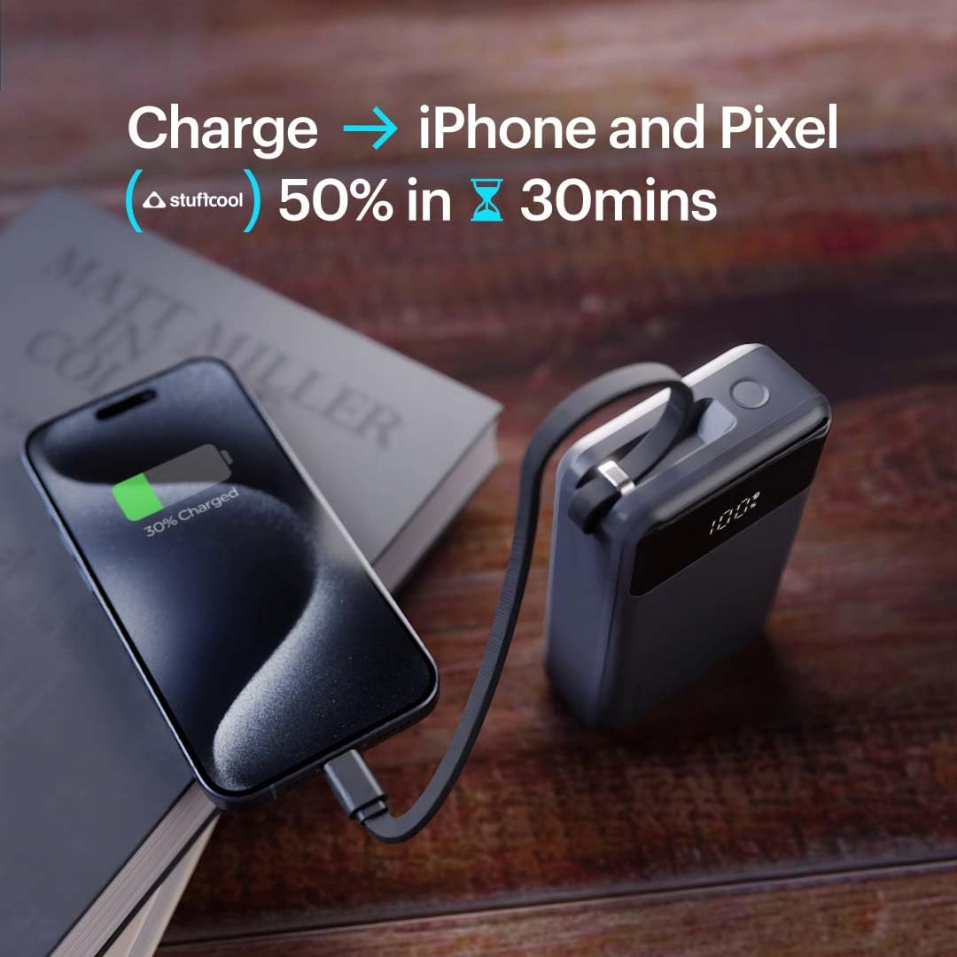 Stuffcool GIGA Smallest 65W 20000mAh Laptop Powerbank with Built in 100W 5A Type C Cable