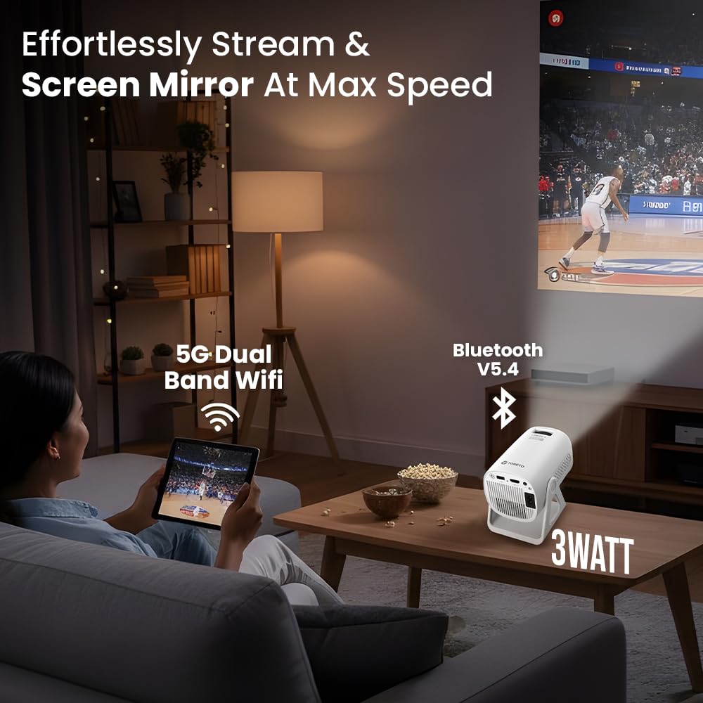 Toreto Prismo Full HD 1080P Smart Projector with WiFi Miracast (Android 12)