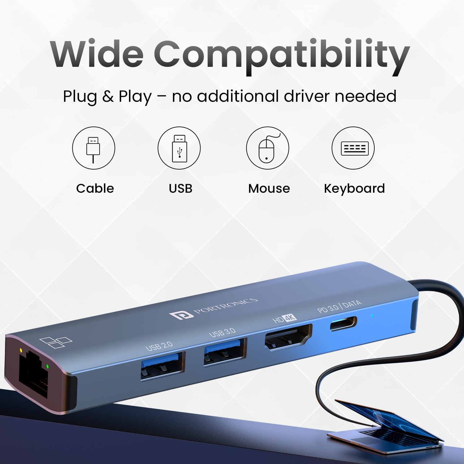 Portronics Mport 51 5-in-1 Type C HUB/Docking Station