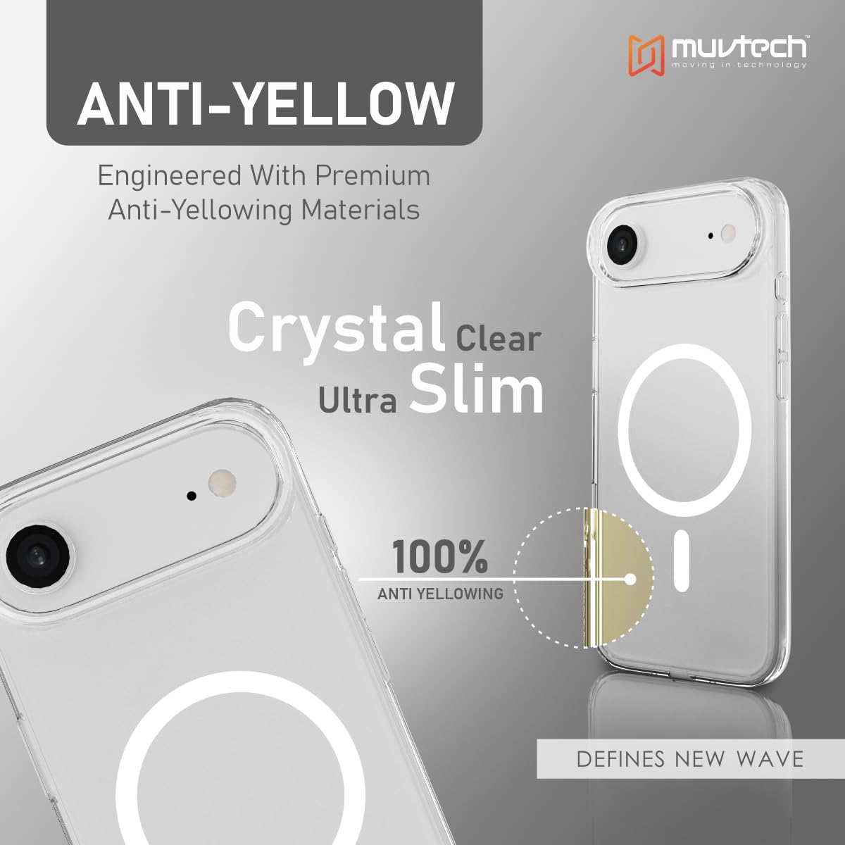 Muvtech Clearvue Case Compatible with iPhone 17 Air - Clear
