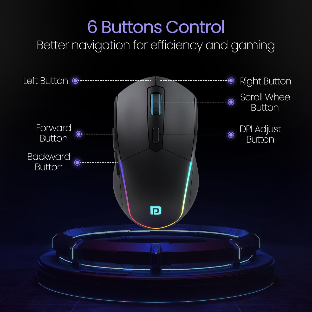 Portronics Toad One Bluetooth Mouse with 2.4 GHz & BT 5.3 Dual Wireless