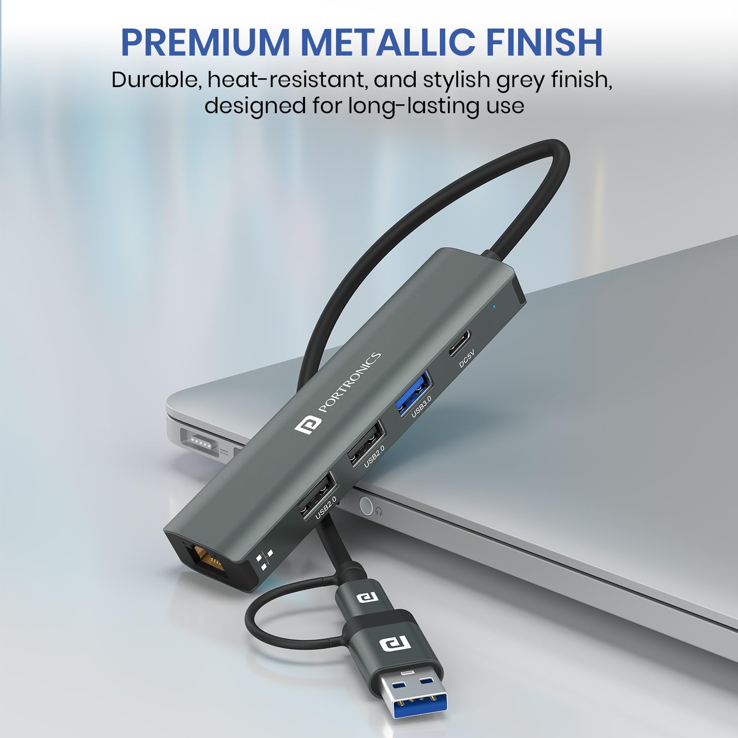 Portronics Mport Edge,5 Ports Dual USB Hub Dock