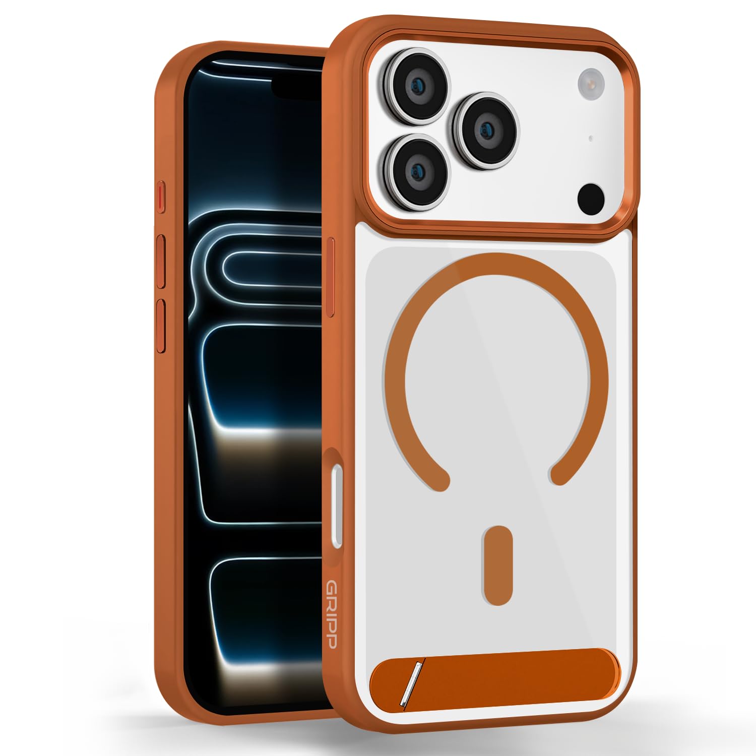 GRIPP Clarion Mag-Safe Case with Kickstand for iPhone 17 Pro, Shock-Proof Bumper - Orange