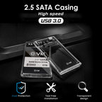 EVM 2.5" SATA SSD Casing USB 3.0 - Transparent Case Cover