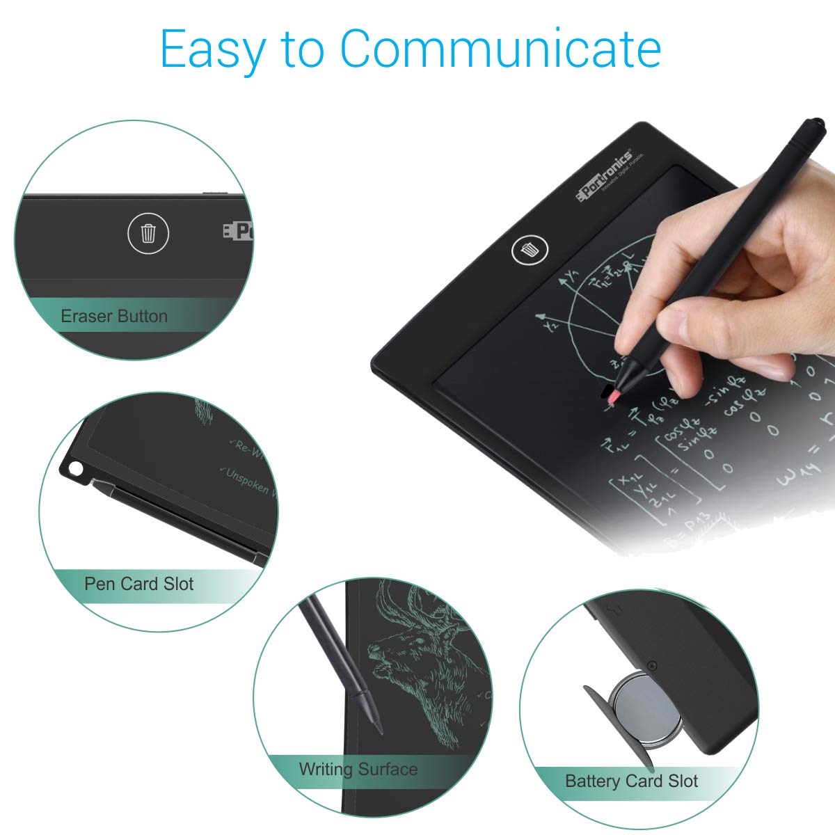 Portronics Ruffpad 10 Plus POR-233 Re-Writeable LCD Writing Pad