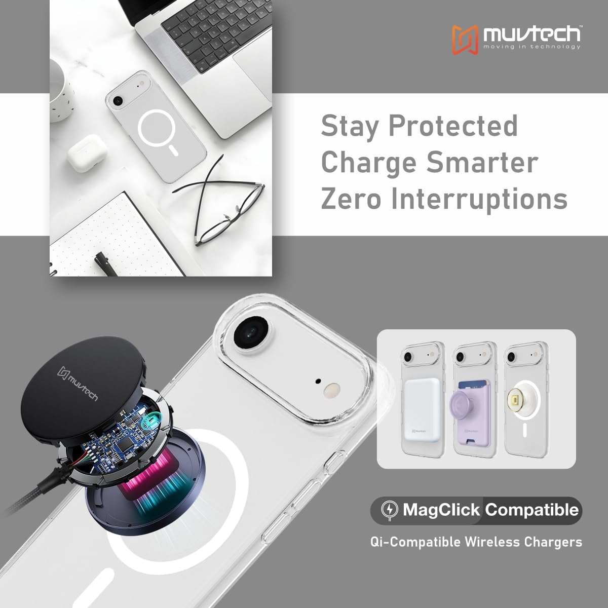 Muvtech Clearvue Case Compatible with iPhone 17 Air - Clear