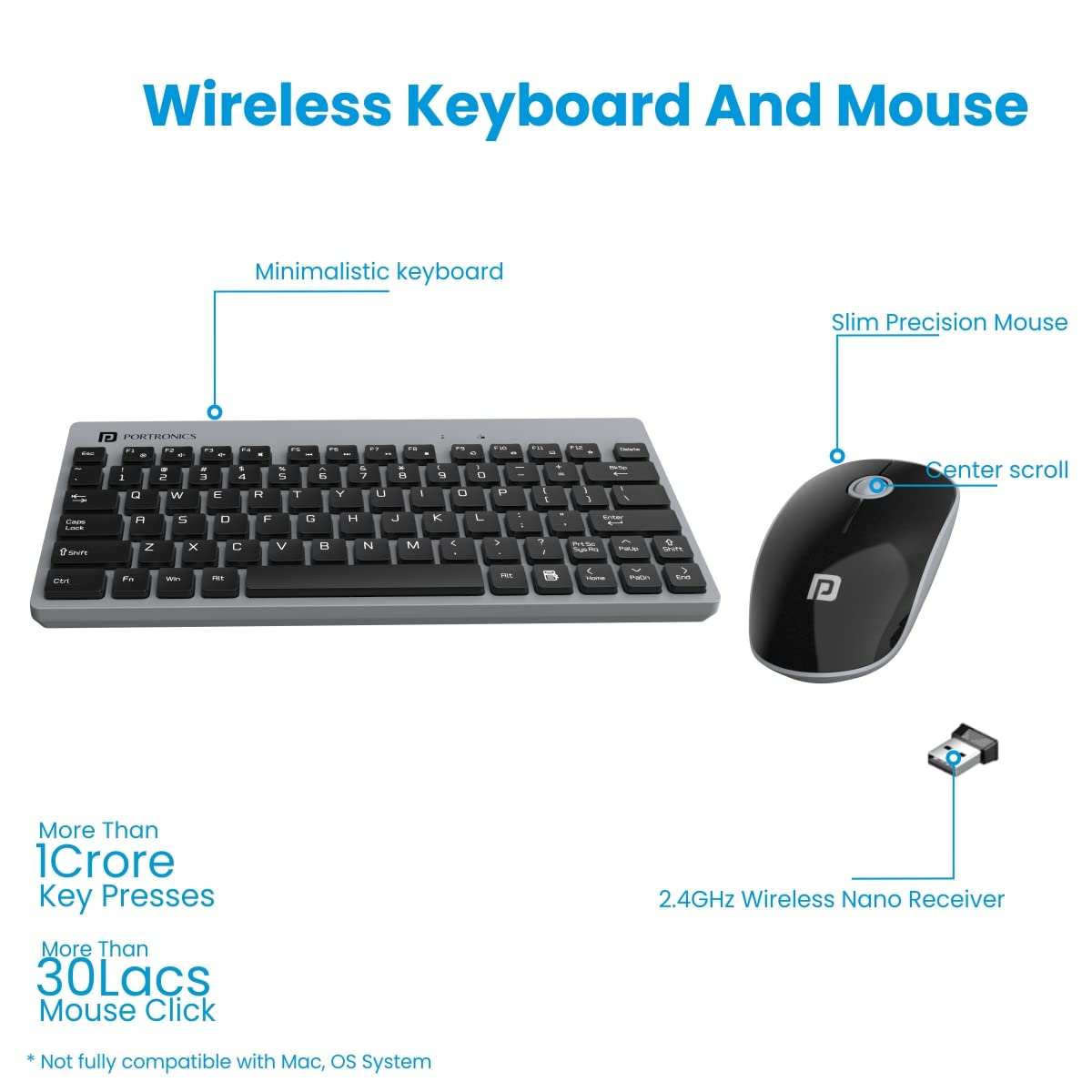 Portronics Key2 Combo Wireless Keyboard and Mouse Set