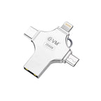EVM 256GB 4-in-1 OTG Flash Drive | USB 3.0 100MB/s | Type-C Type-A Lightning Micro USB | Pendrive for iPhone Android Laptop | 10 Year Warranty (EVM4D/256G)