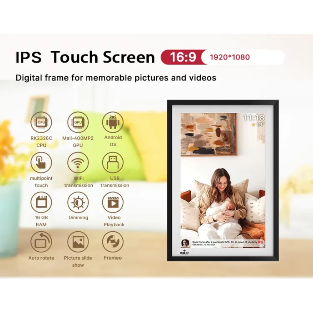 Frameo 15.6 Inch Large Digital Photo Frame