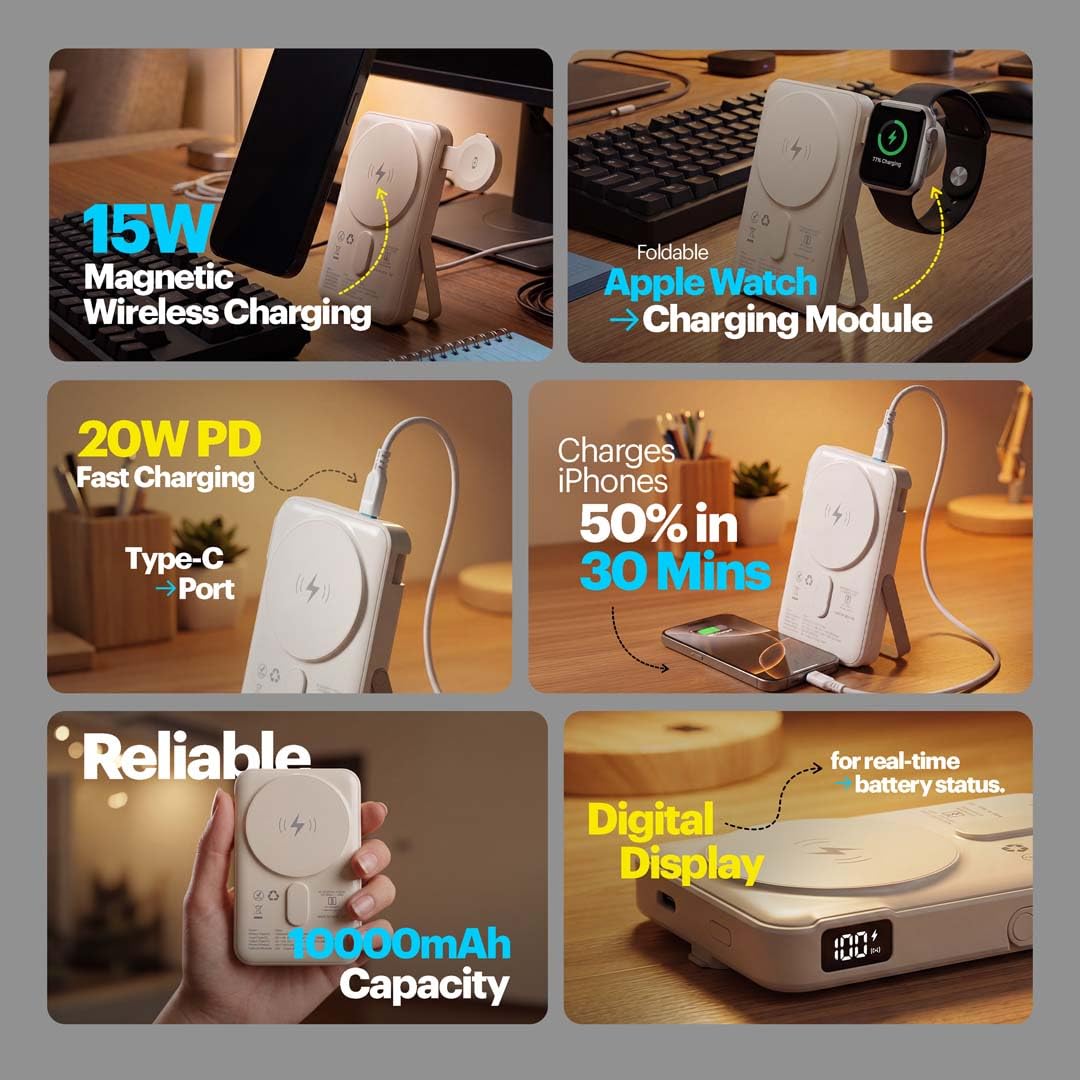 Stuffcool Omni 3-in-1 10000mAh Magnetic Wireless Powerbank