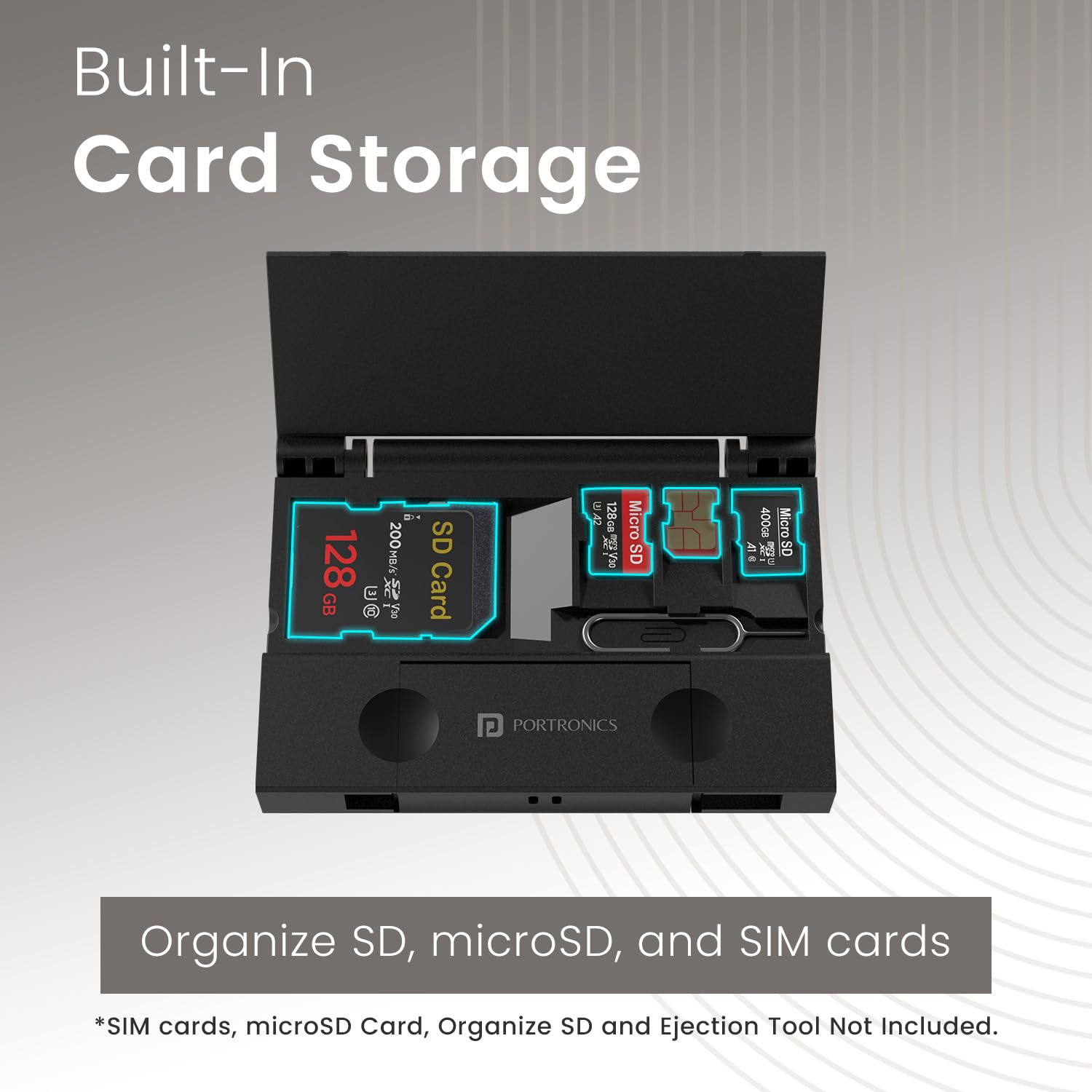 Portronics Mport 30 Plus Card Reader with Storage Case for microSD & SD Cards