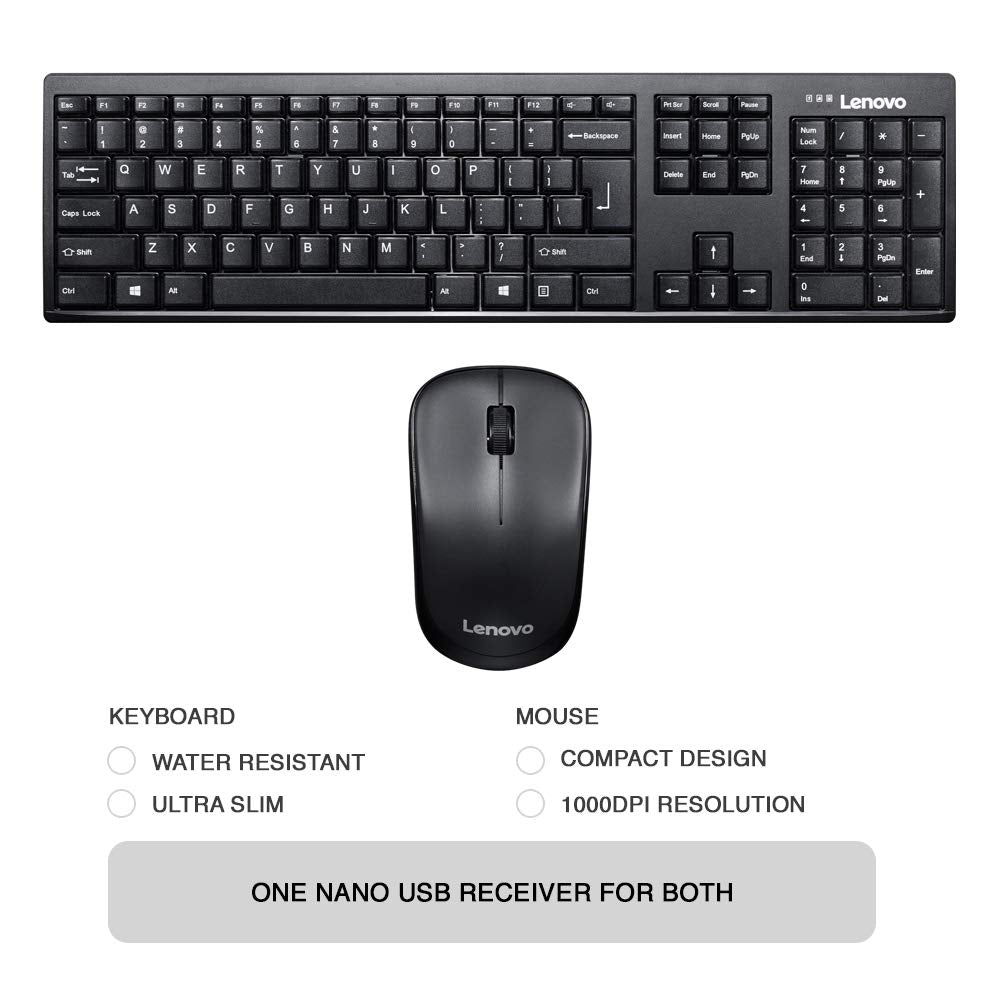 Lenovo 100 Wireless Keyboard and Mouse Set