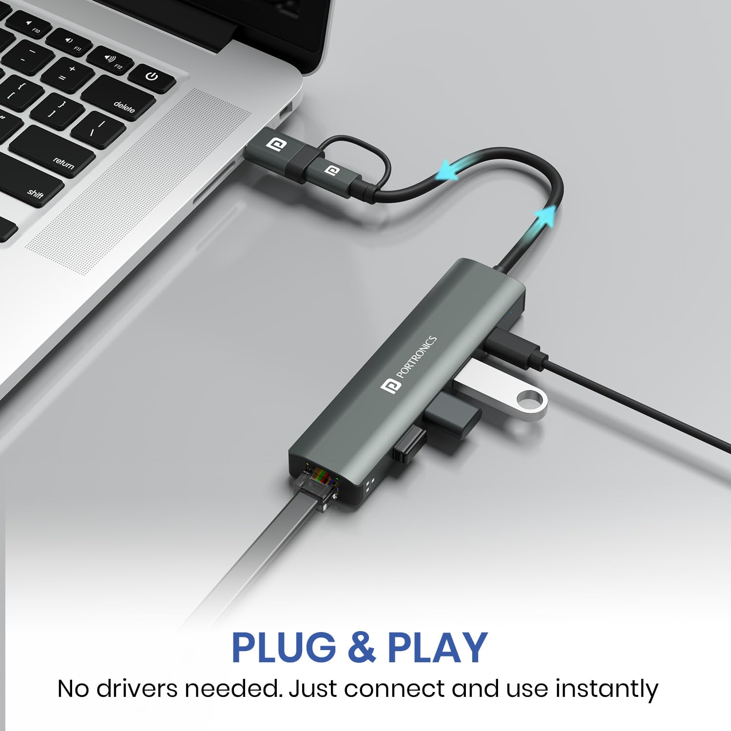 Portronics Mport Edge,5 Ports Dual USB Hub Dock