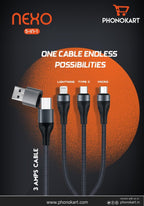 Phonokart NEXO 5 in 1 3Amps USB-A +Type C Charging Cable for Micro USB
