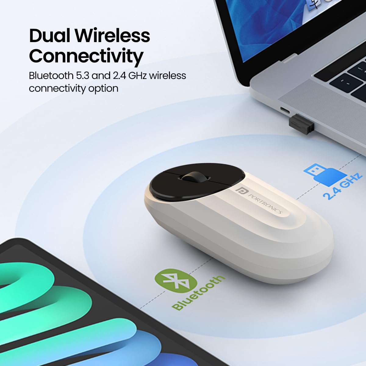 Portronics Toad 6 Bluetooth Wireless Mouse with 2.4 GHz USB Receiver