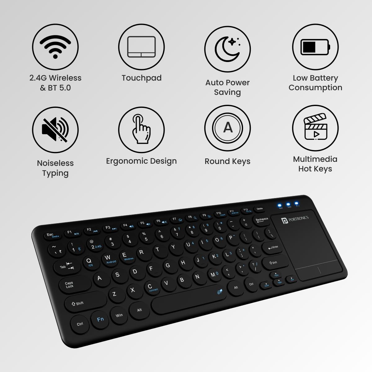 Portronics Bubble Pro Wireless Keyboard with Touchpad