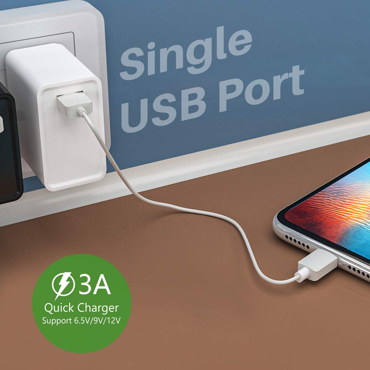 Portronics Adapto ONE POR-1103 3A Fast Charging Adapter with 1M Type C Cable (White)