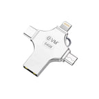 EVM 64GB 4-in-1 OTG Flash Drive | USB 3.0 100MB/s | Type-C Type-A Lightning Micro USB | for iPhone Android Laptop | 10 Year Warranty (EVM4D/64G)