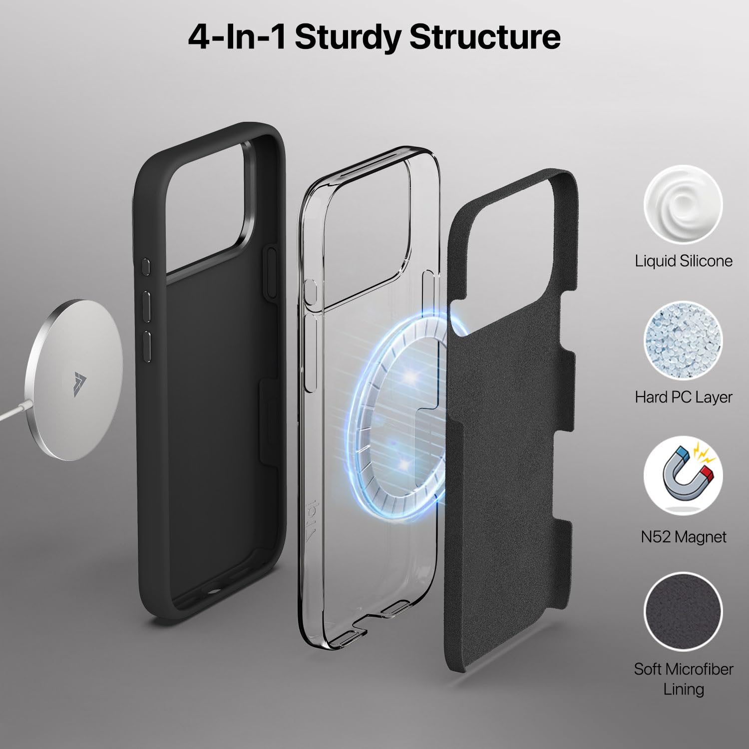 Vaku Luxos® Liquid Silicon Magpro TPU for iPhone 17 Pro Max - Black