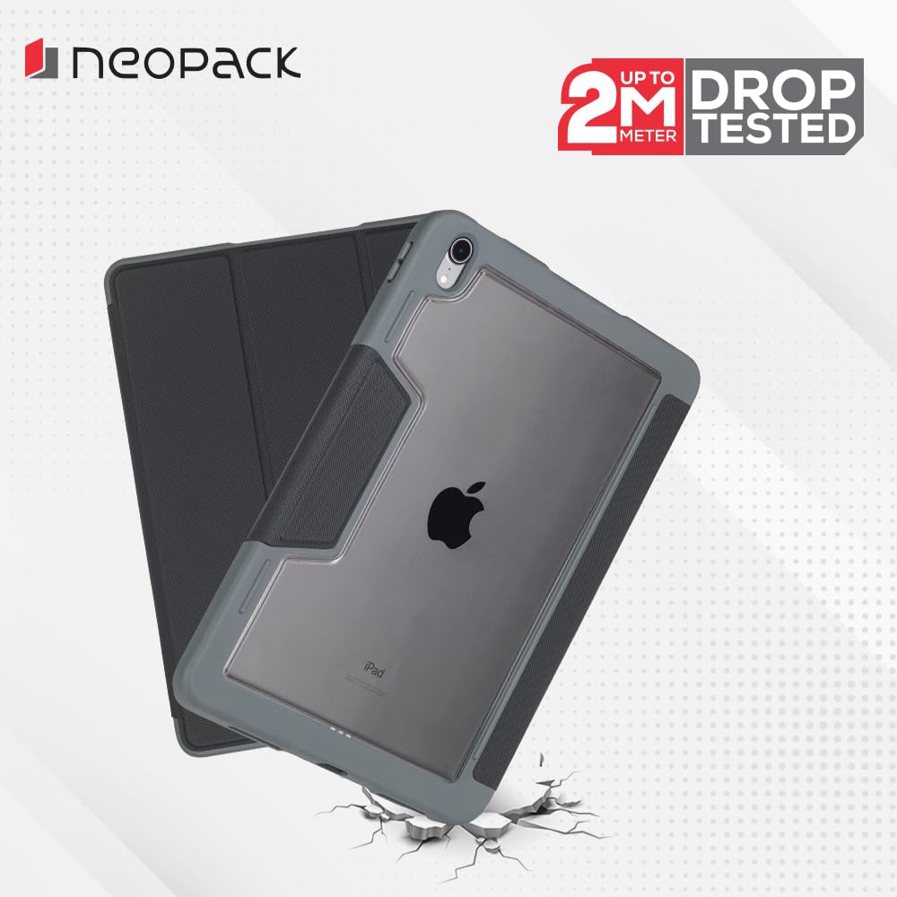 Neopack Drop Tested Defender Case with Pencil Holder for iPad Air 10.9", Fits: 4th & 5th Gen/iPad Air 11", Fits: M2 & M3 Models (Black)