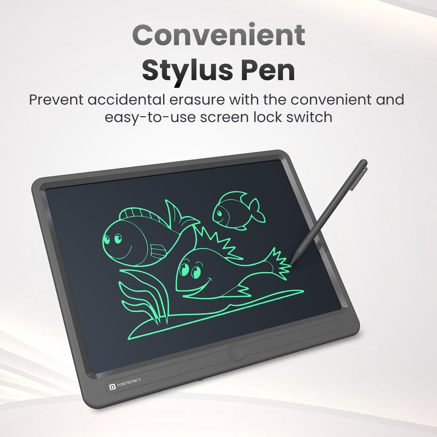 Portronics Ruffpad 15 Re-Writable LCD Screen 38.1cm (15-inch) Writing Pad for Drawing