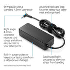 HP 65W AC Charger Adapter 4.5mm Without Power Cable for HP Pavilion Black