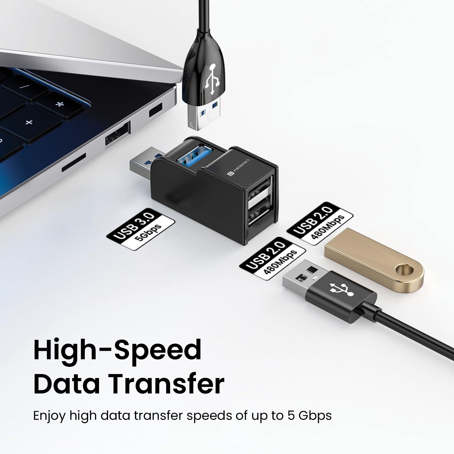 Portronics Mport 3A USB Hub Dock (3-in-1)
