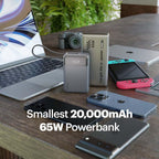 Stuffcool GIGA Smallest 65W 20000mAh Laptop Powerbank with Built in 100W 5A Type C Cable