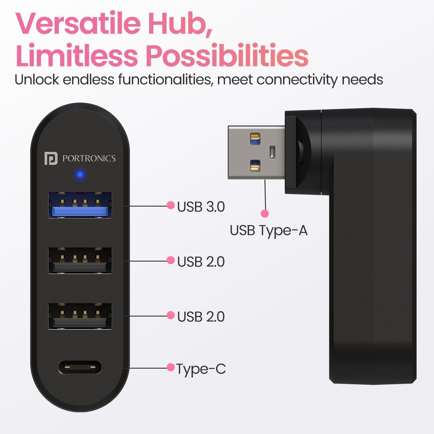 Portronics MPort Spin 4-in-1 USB Hub