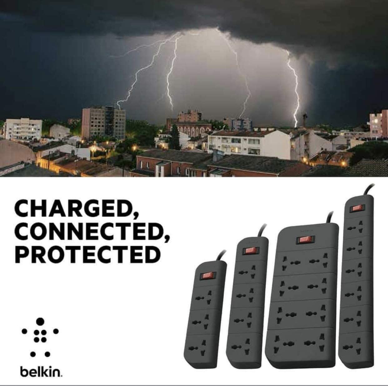 Belkin 6-Socket Extension Board with Surge Protector Universal Socket (2-Meter)