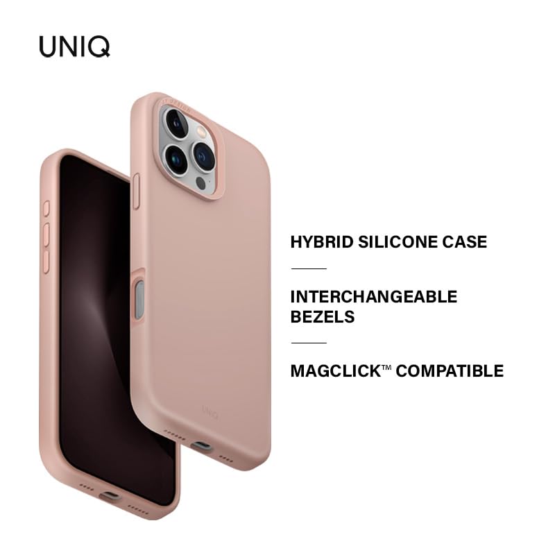 UNIQ LINO HUE Phone Case Compatible with Hybrid iPhone 16 (2024) 6.1, MAGCLICK Charging (Grape Pink)