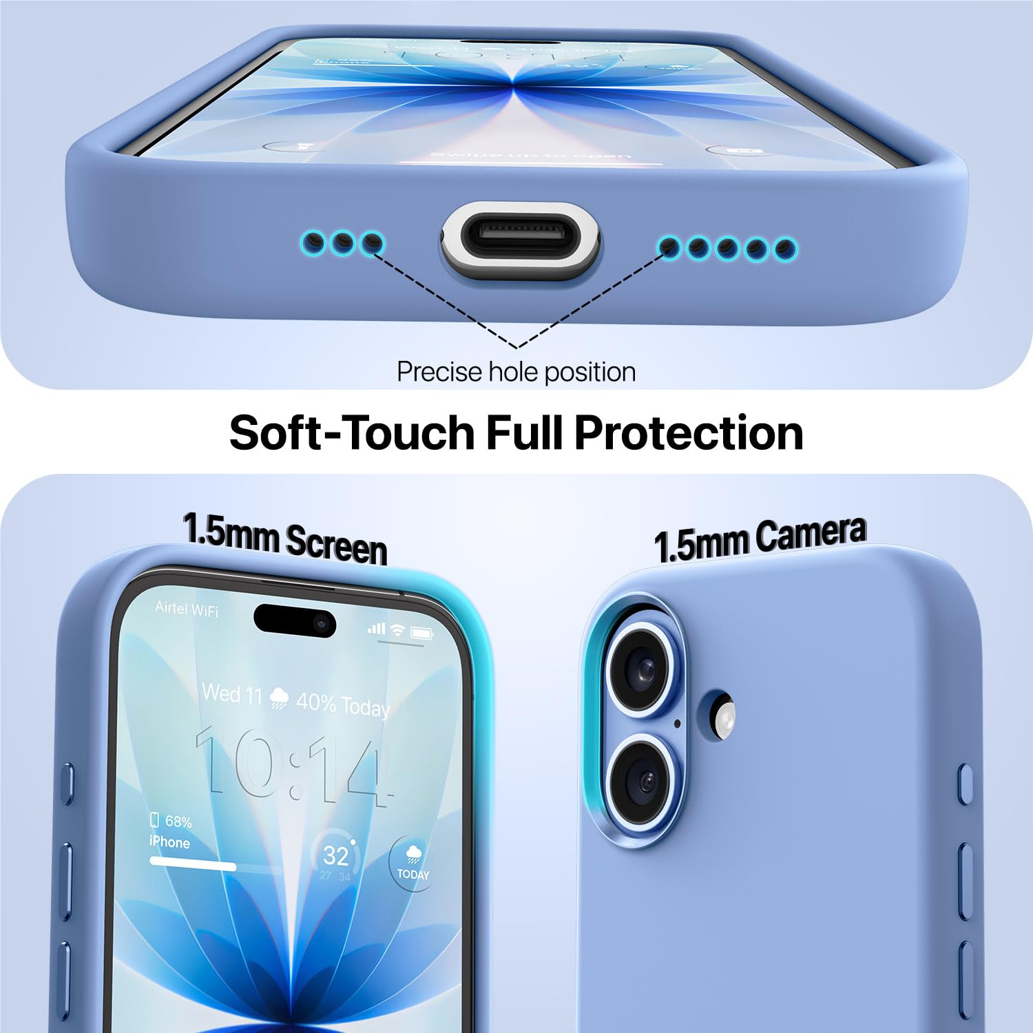 Vaku Luxos® Liquid Silicon Magpro TPU Back Cover Case for iPhone 17 - Sky Blue