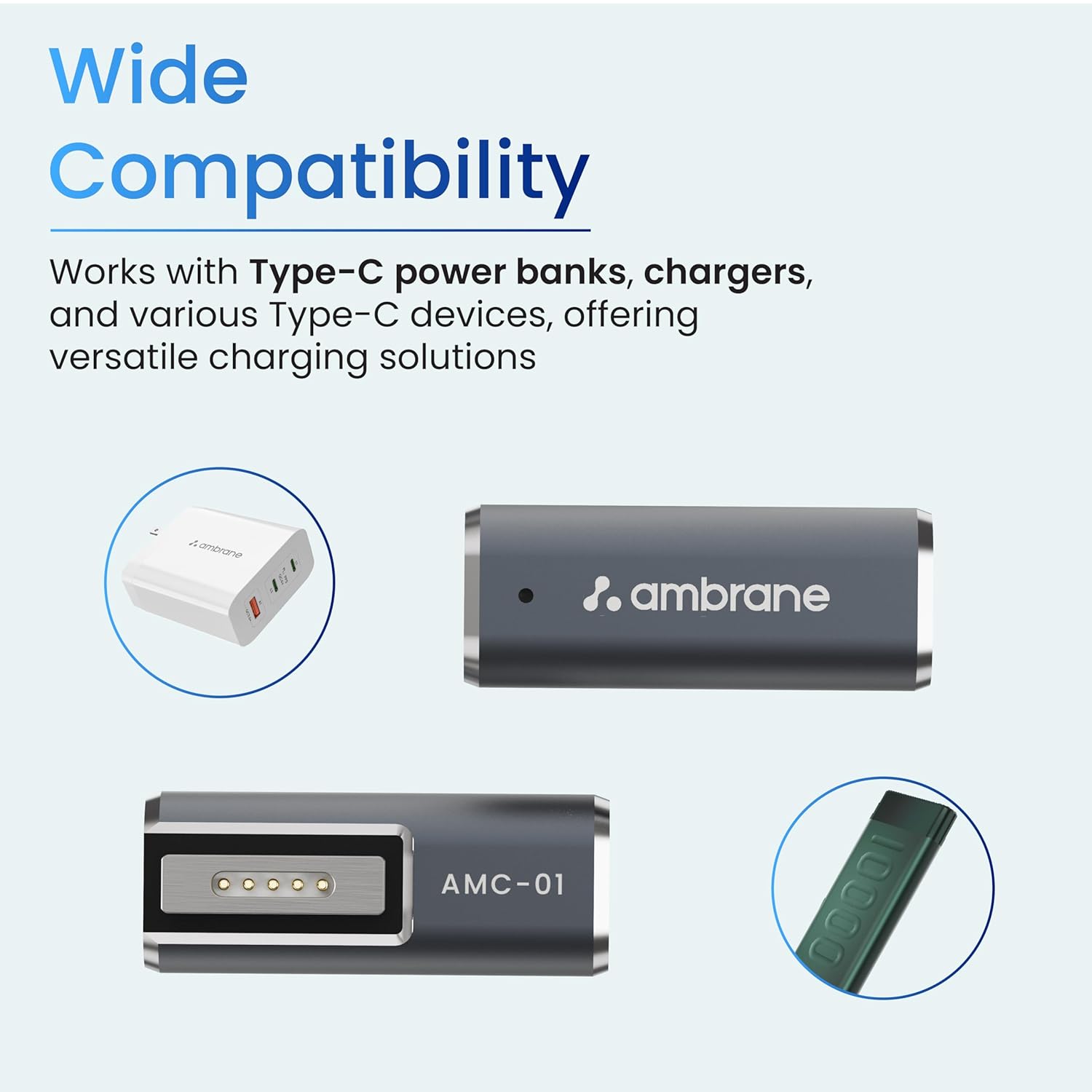 Ambrane Magnetic L-Tip USB C Adapter