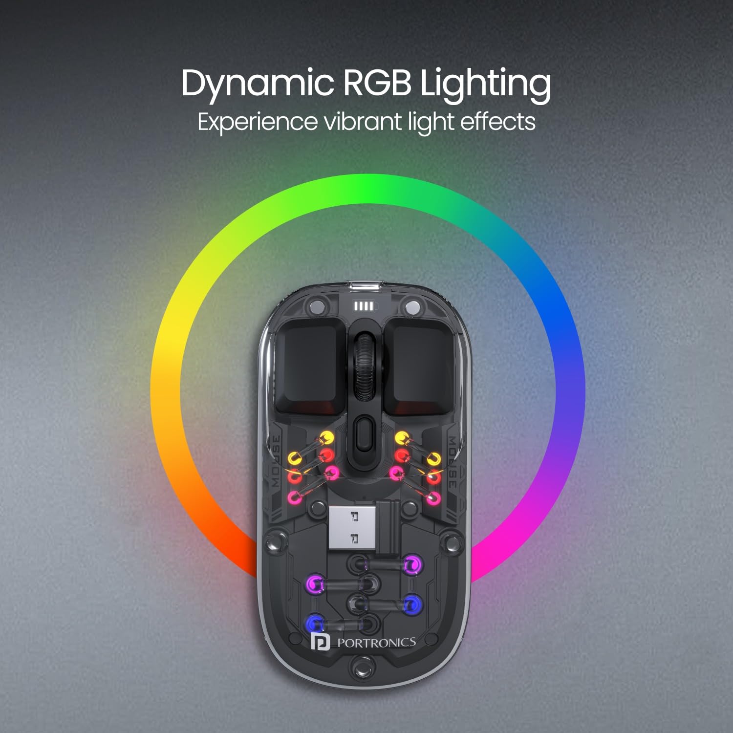 Portronics Toad 5 Transparent Bluetooth Mouse with 2.4 GHz