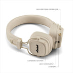 Marshall Major V Wireless On Ear Headphones - Cream