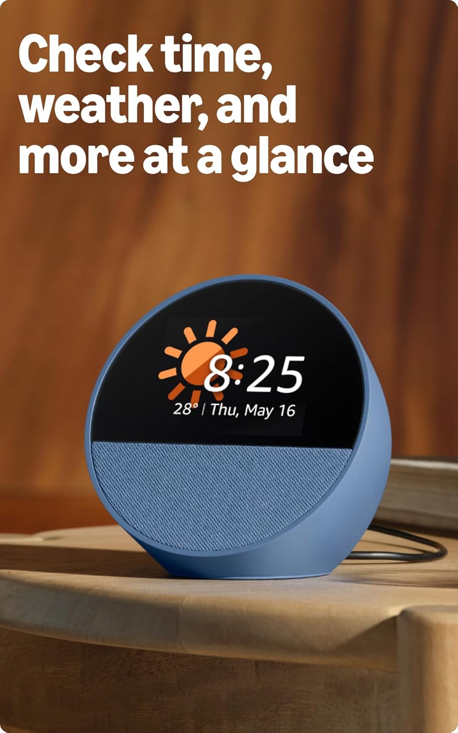 Amazon Echo Spot (latest model), Smart alarm clock with vibrant sound, Alexa and Bluetooth | Black
