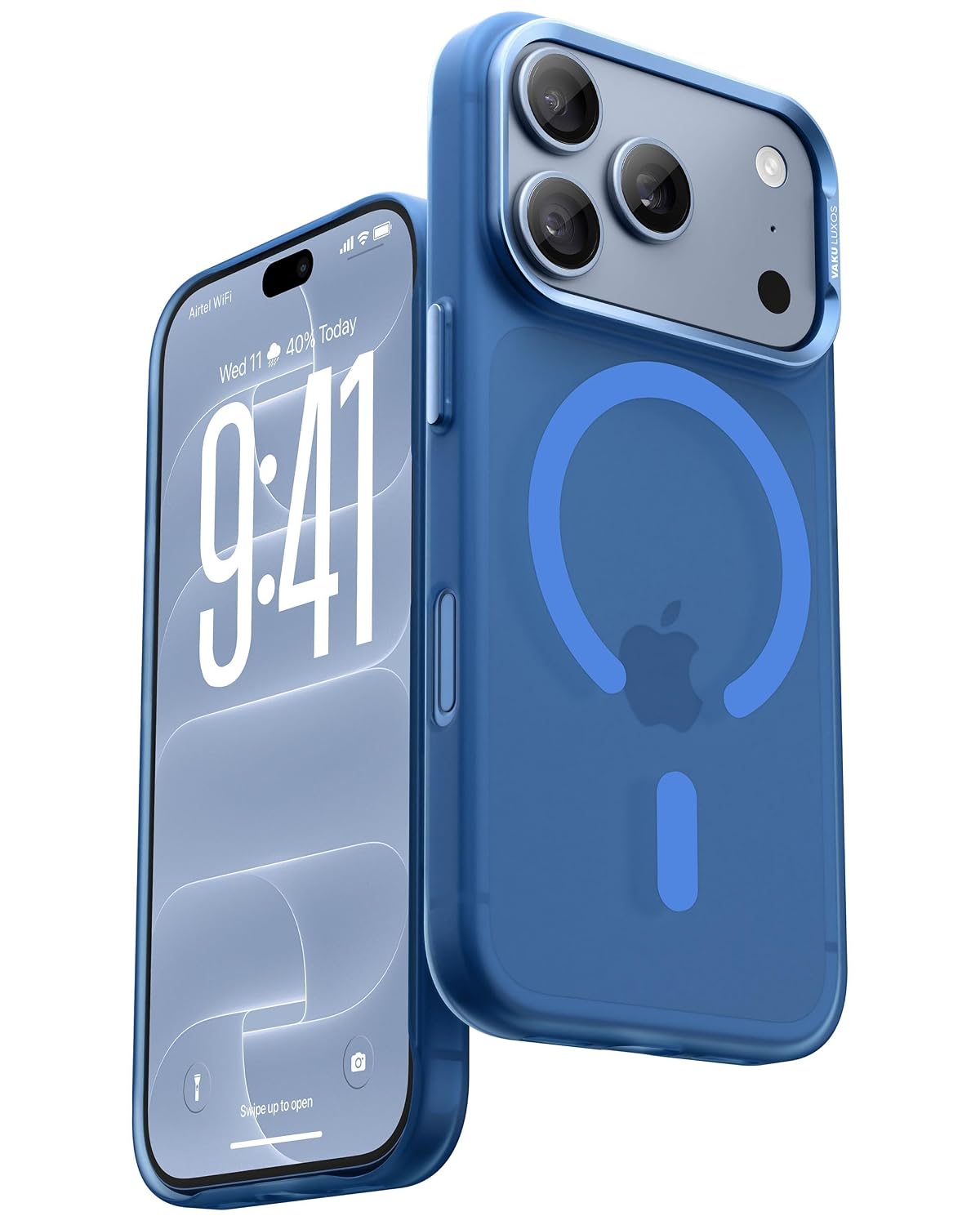 Vaku Luxos® MISTRO Magpro Transparent TPU Back Cover Case for iPhone 18 Pro Frosted Matte | Blue