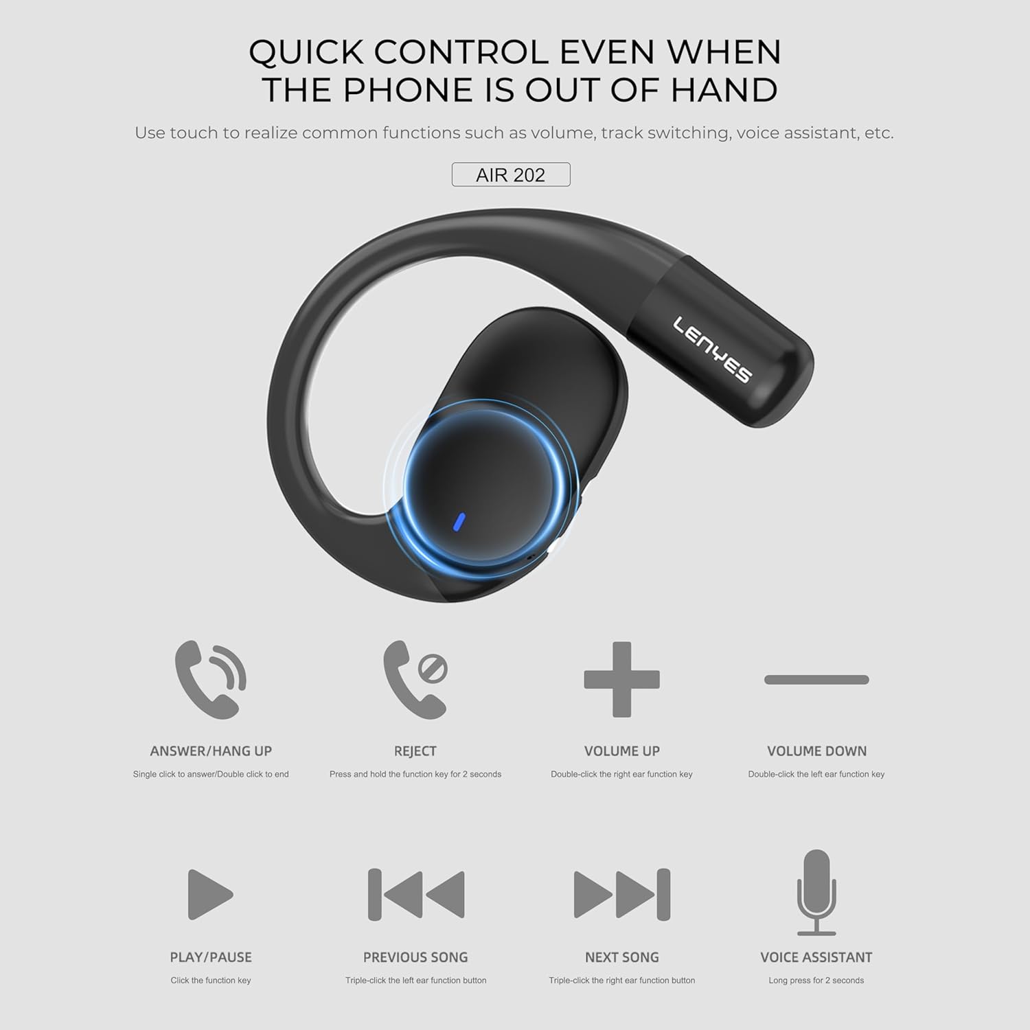 Lenyes AIR 202 Bluetooth 5.4 Wireless Earphones