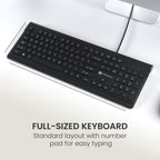 Portronics Keytonic Keyboard and Mouse Combo with USB Cable, 12 Function Shortcut Keys, Full-Sized Keyboard, High-Precision Mouse, for PC, Laptop (Black)