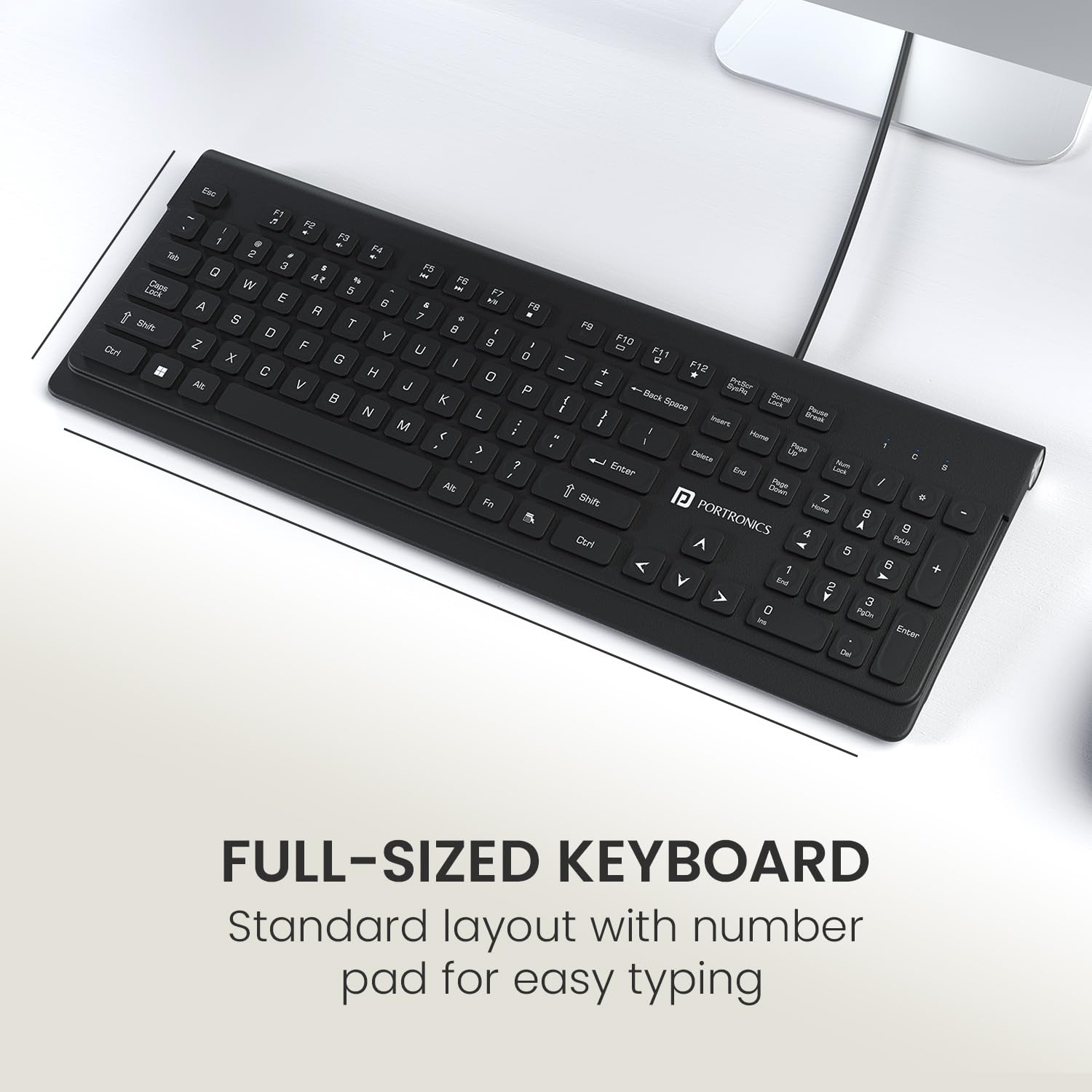 Portronics Keytonic Keyboard and Mouse Combo with USB Cable, 12 Function Shortcut Keys, Full-Sized Keyboard, High-Precision Mouse, for PC, Laptop (Black)