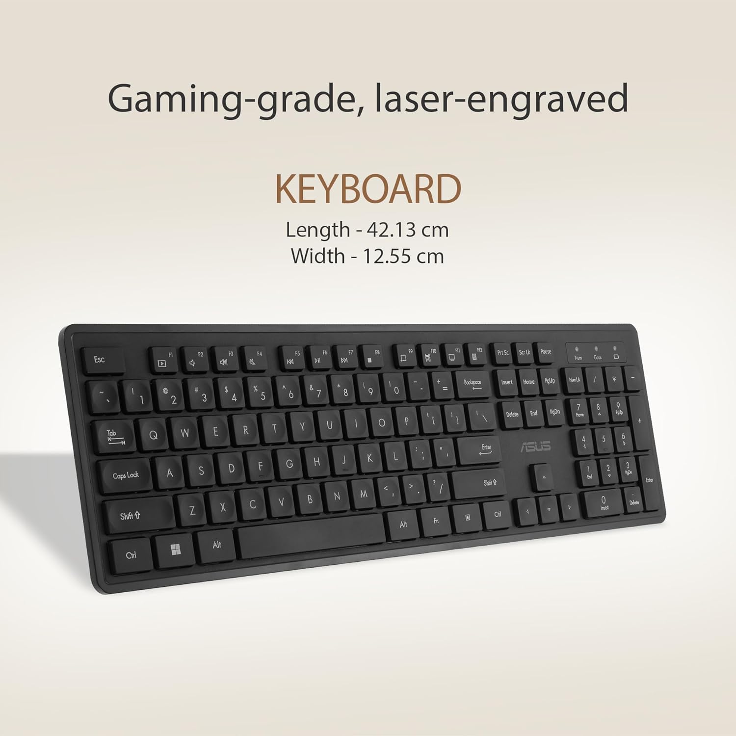 ASUS Wireless Keyboard and Mouse Set CW101, Upto 1000 Adjustable DPI,2.4 GHz Nano Receiver, Gaming-Grade, Laser-Engraved keycaps, Near-Silent Operation, Compact & Light Weight Design (Black)