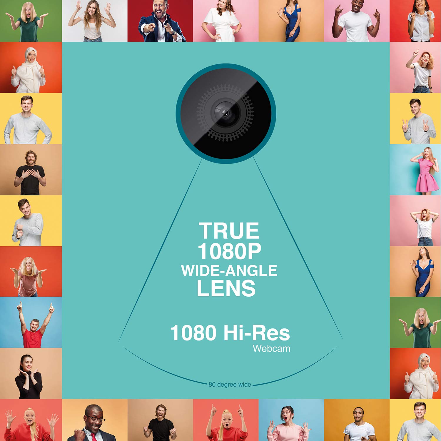 FINGERS 1080 Hi-Res Webcam with 1080P Wide Angle Lens&Built-in USB Mic