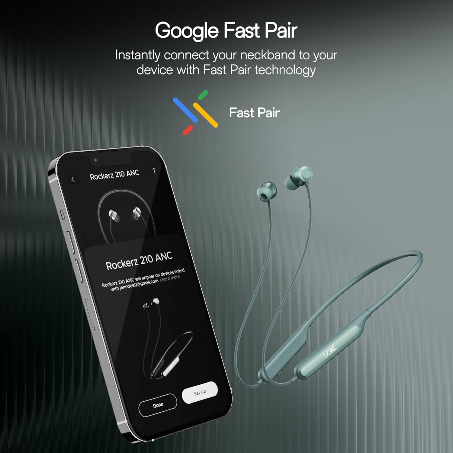 Boat Rockerz 210 ANC Bluetooth in Ear Neckband w/Spatial Audio