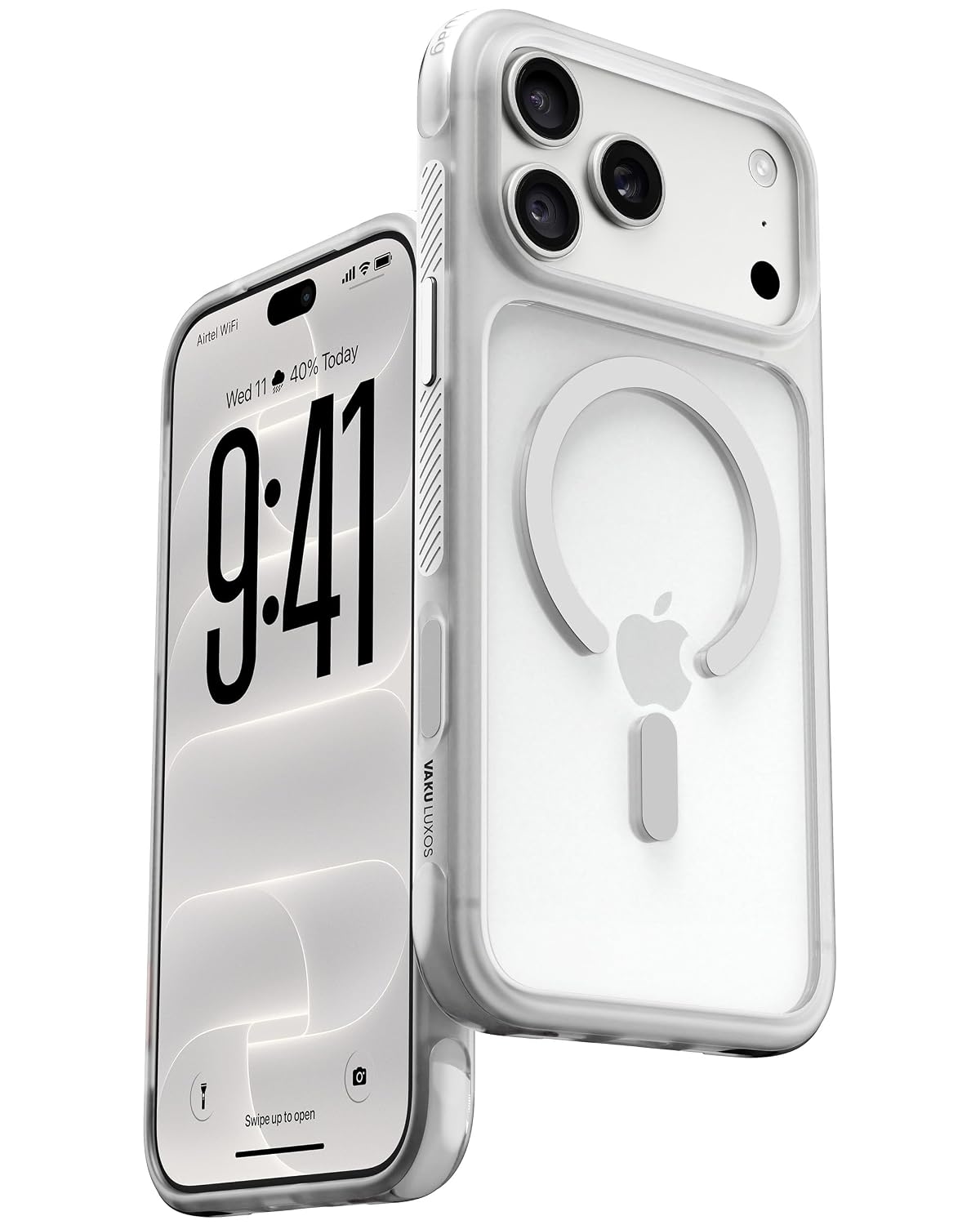 Vaku Luxos® AIRIXO Magpro MagSafe  Transparent TPU Back Cover Case for iPhone 18 Pro Max | White