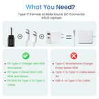 Ambrane USB C to Smart Tip Connector for ASUS Laptops