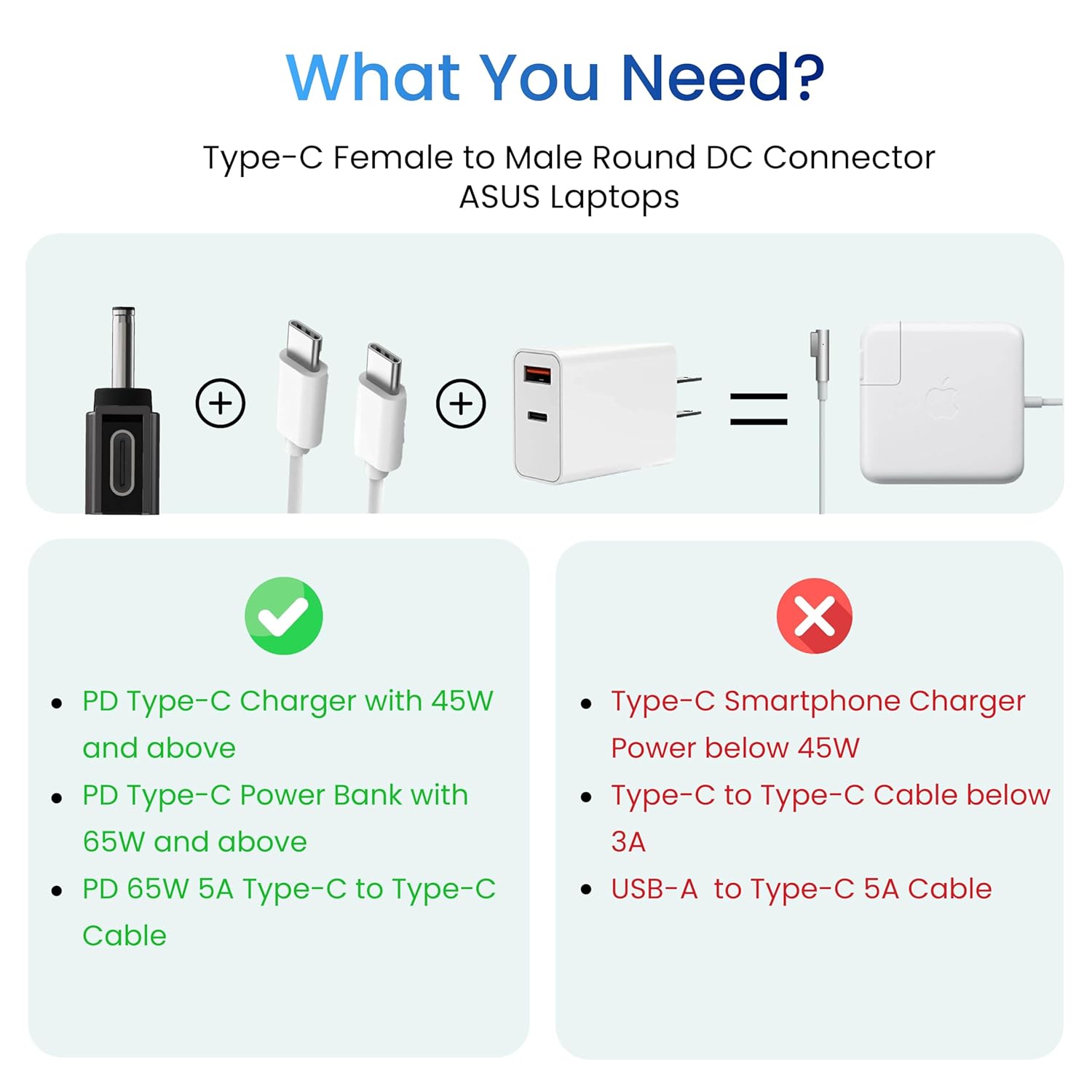Ambrane USB C to Smart Tip Connector for ASUS Laptops