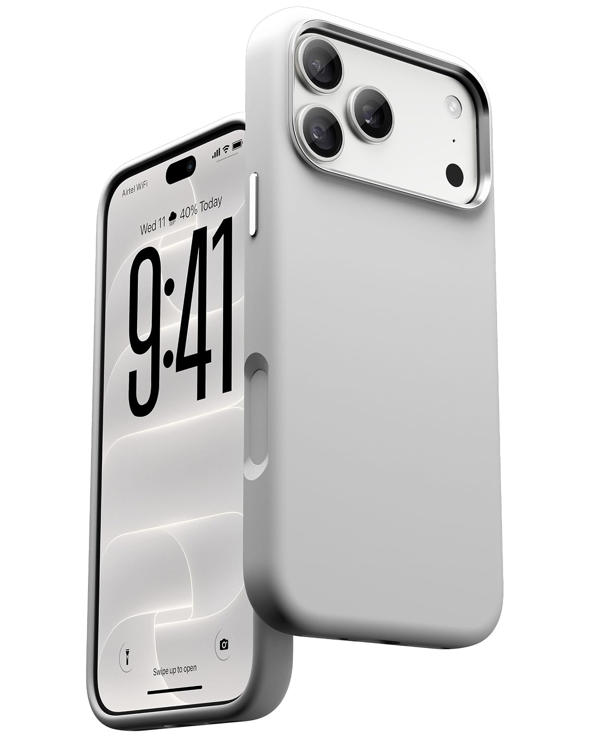 Vaku Luxos® Liquid Silicon Magpro TPU Back Cover Case for iPhone 18 Pro Soft Silk Matte | White