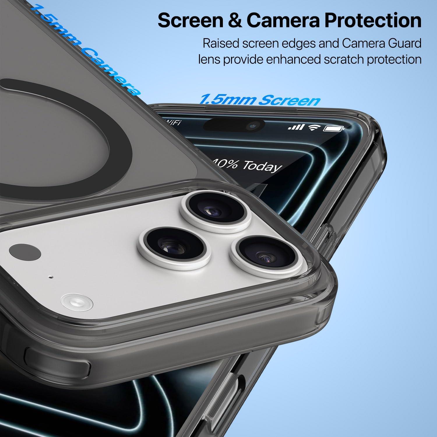 Vaku Luxos® Glassy Magpro Smokey Transparent TPU for iPhone 17 Pro - Smokey Grey