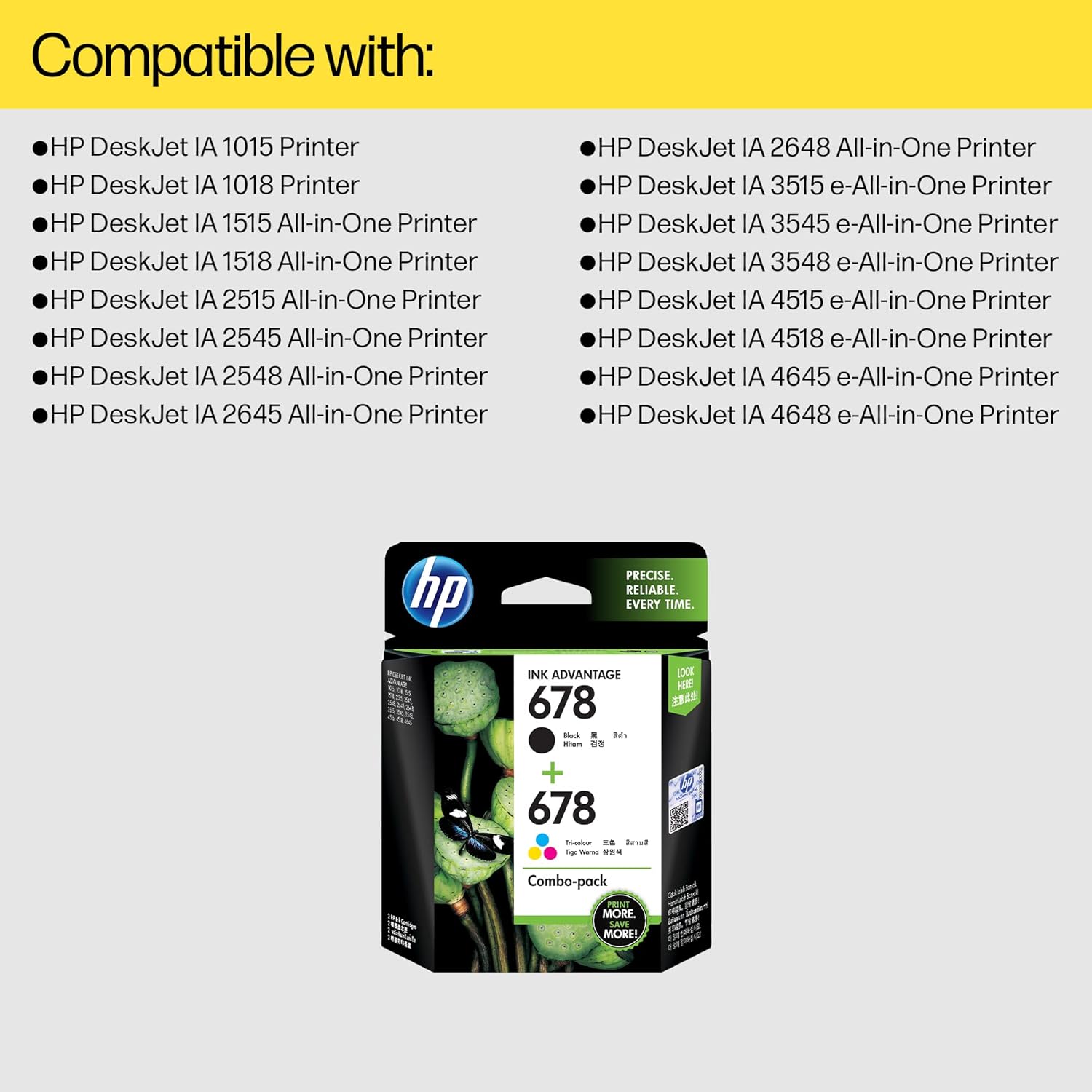 HP 678 2-pack Black/Tri-color Original Ink Advantage Cartridges